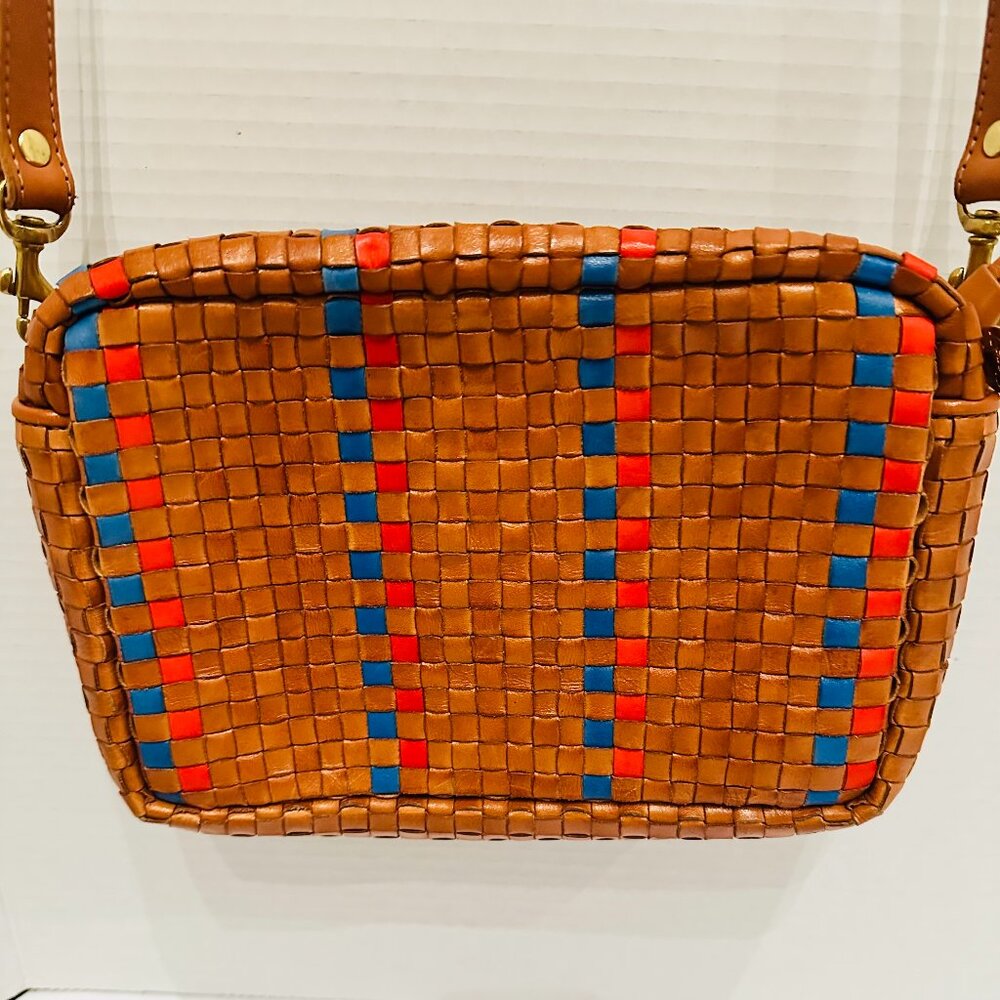 Great Condition Clare V Multi-Color Golden Brown Leather Shoulder Bag